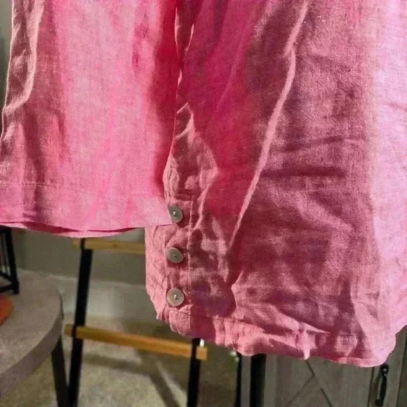 Tahari 100% Linen Women's Collared 3/4 Tops G09 - Picture 4 of 6